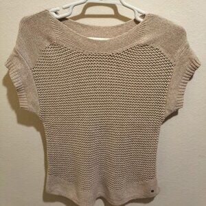 Eddie Bauer Sweater Women's Ivory Crochet Short Sleeves Beachy Top Size Large